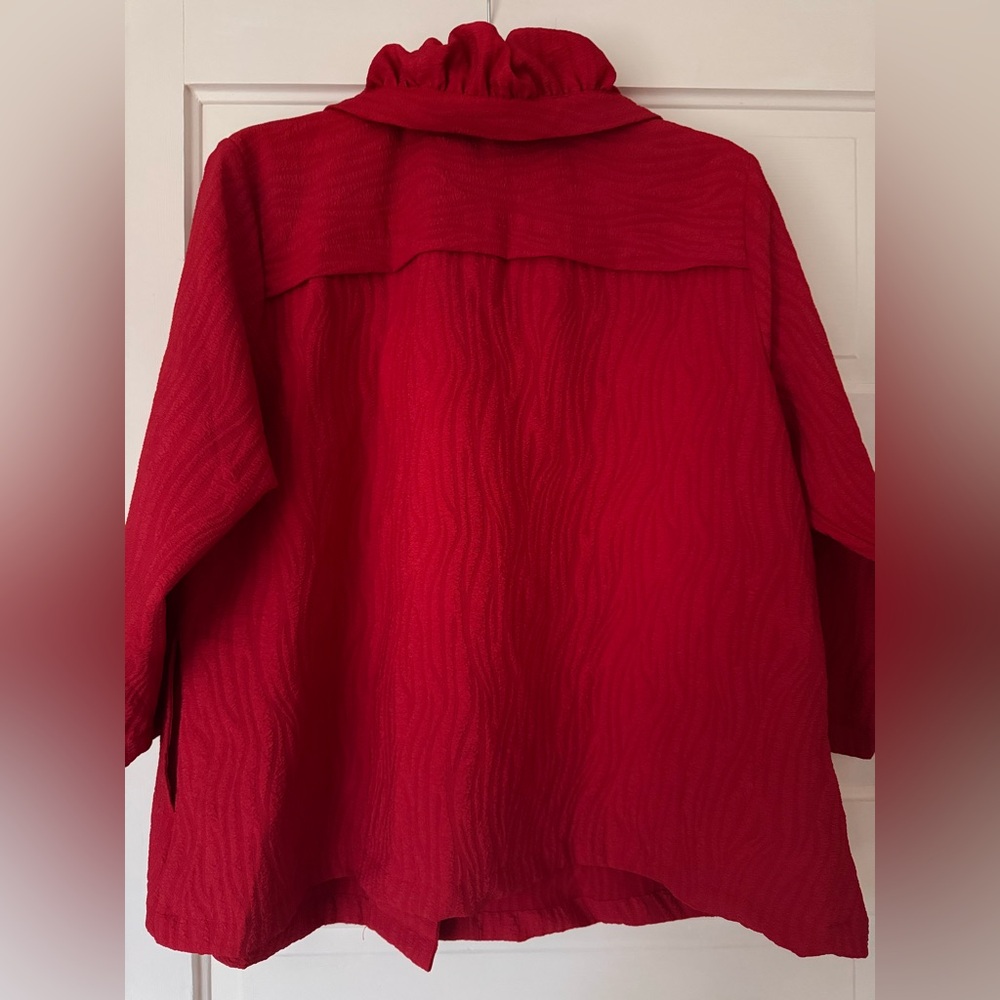 Multiples Vintage Vibrant Preppy Red Light Jacket with Bubble Collar Size 16 - Picture 4 of 4